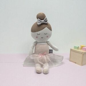 Living Textiles Emma Ballerina Plush Knit Doll Rattle 18" Cotton
